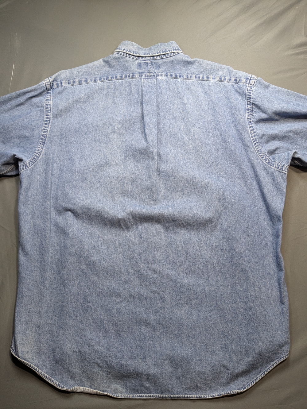 Vintage Ralph Lauren Light Blue Denim Button-Down Shirt with Red Pony - Picture 6 of 7